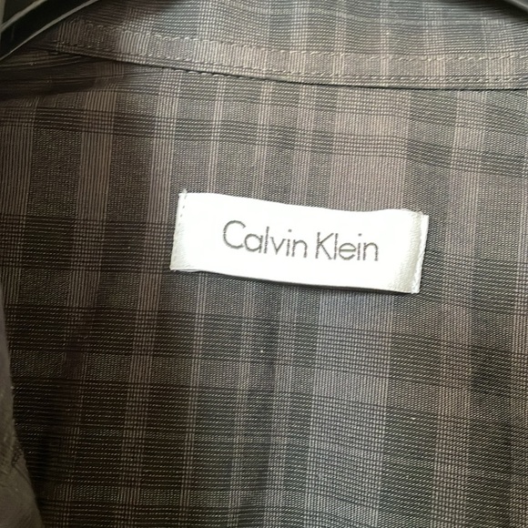 Mens Calvin Klein button down shirt size 18-34/35. Black/grey check. - Picture 2 of 7